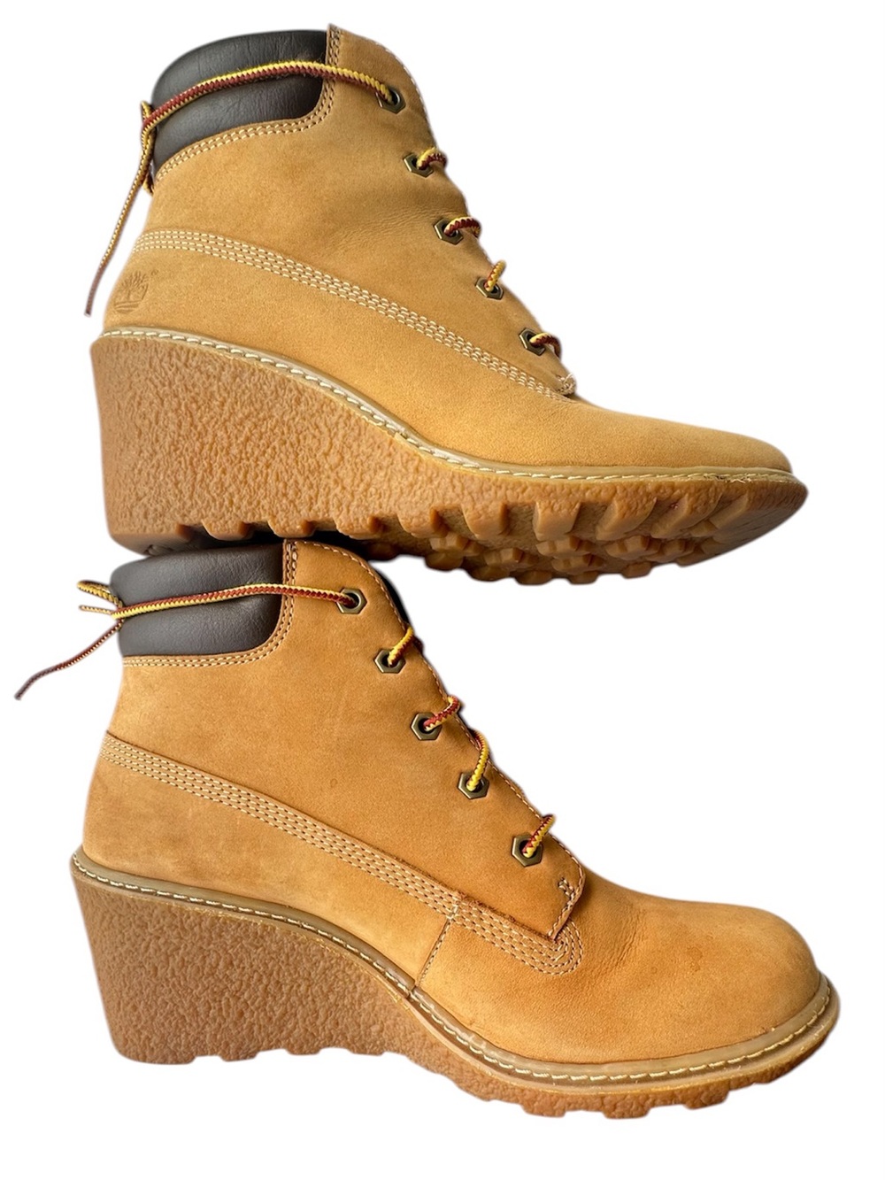 Timberland Women's Amston Wheat Nubuck Wedge Heel Boots. Size 7 - Picture 3 of 6